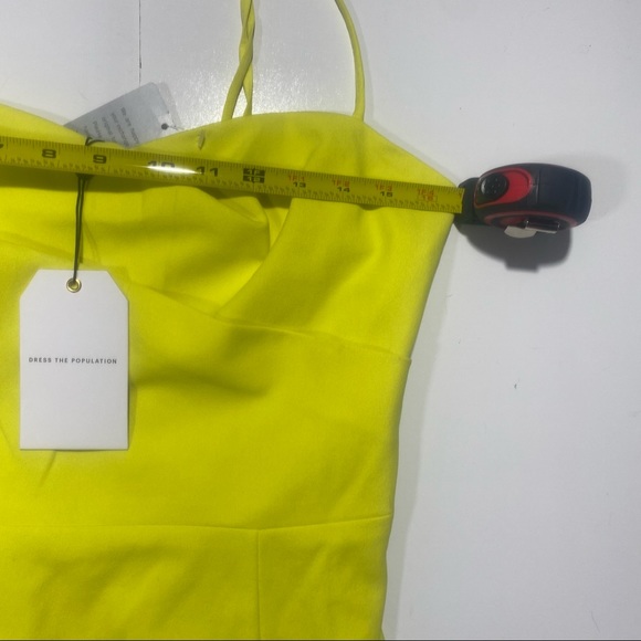 Dress the Population Alana Bodycon Midi Dress InThe Color Lemongrass NWT L *Flaw - Picture 15 of 15